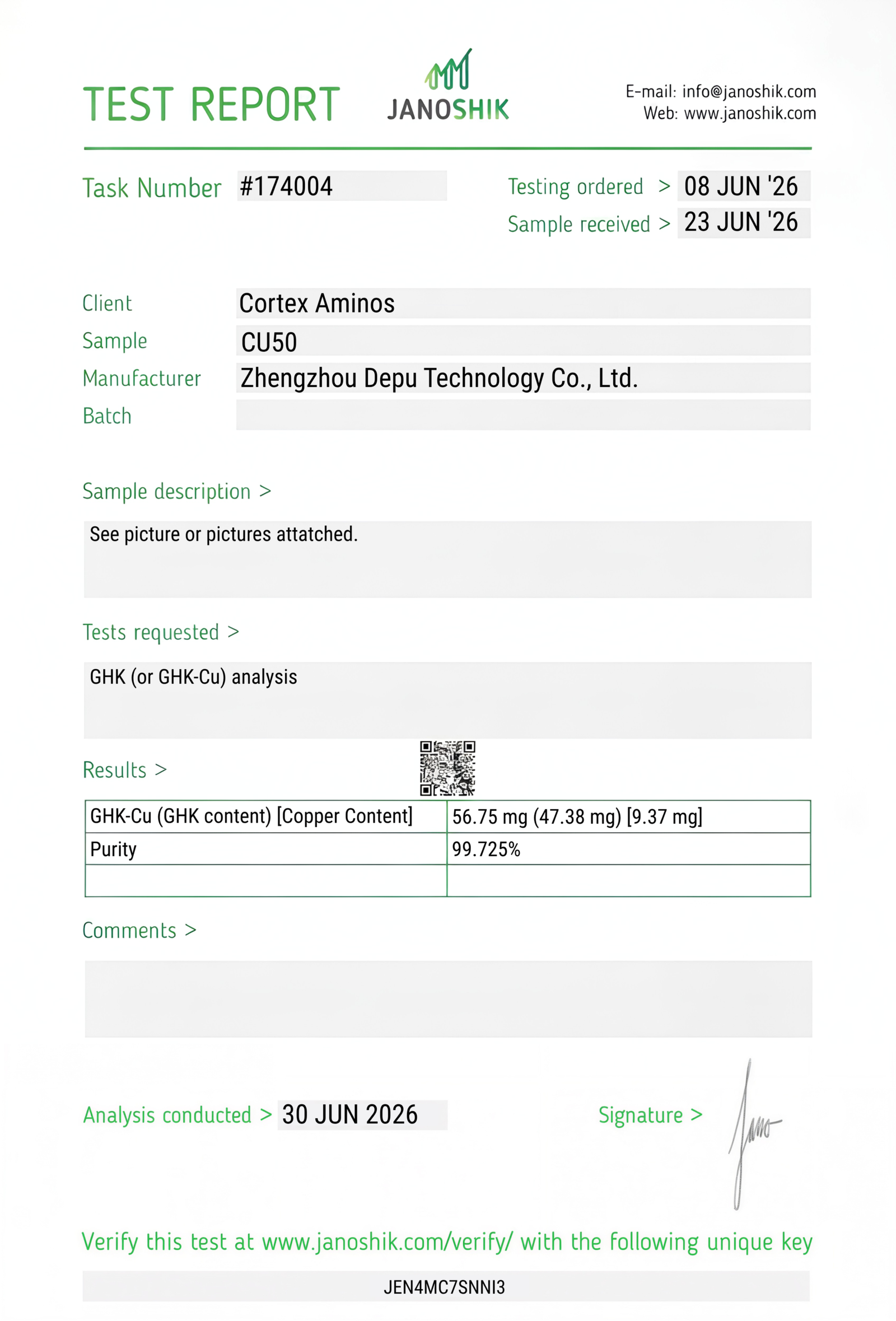 GHK-Cu COA lab report