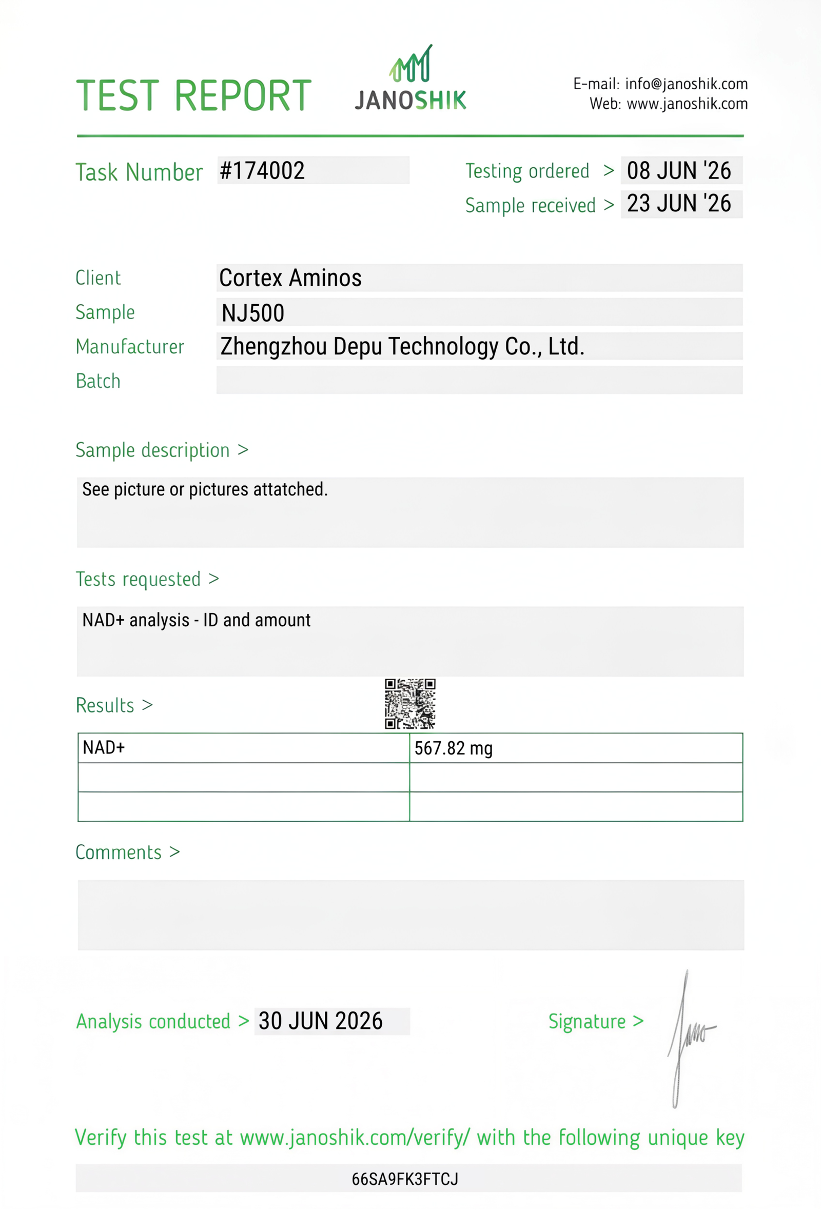 NAD+ COA lab report